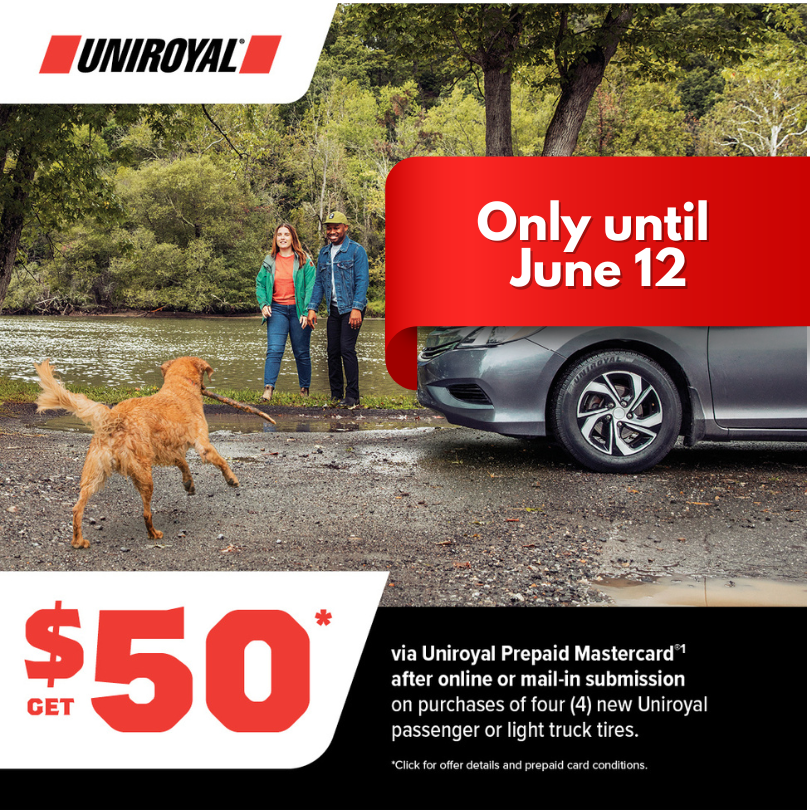 Uniroyal Tire Promotion & Mail-In Rebate.