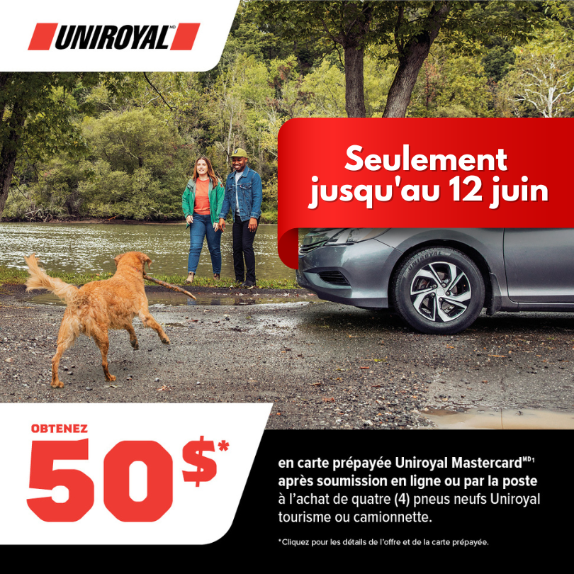 Promotion et remise sur les pneus Uniroyal.
