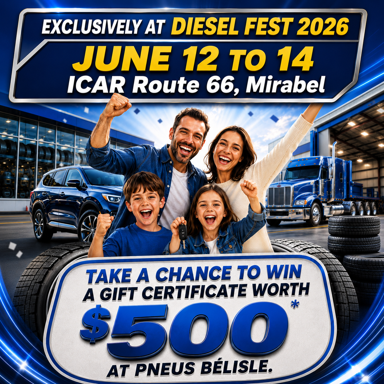 Take a chance to win $500 in products or services at Diesel Fest, from June 12 to 14.