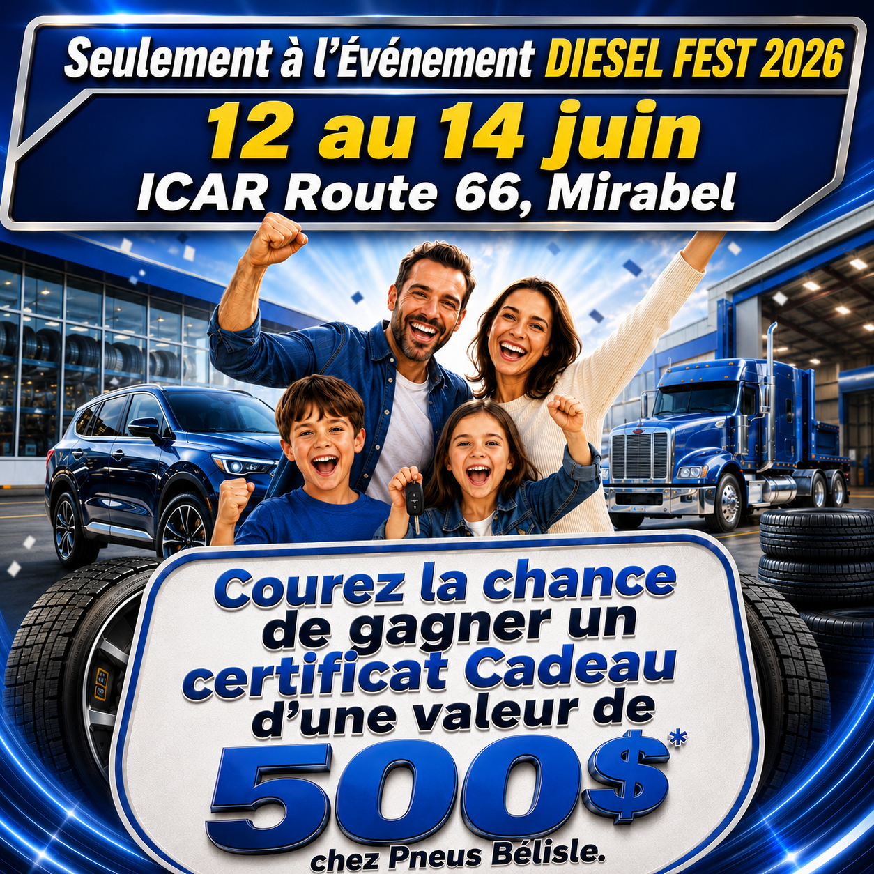 Courez la chance de gagner 500 $ en produits ou services lors de l’événement Diesel Fest, du 12 au 14 juin.